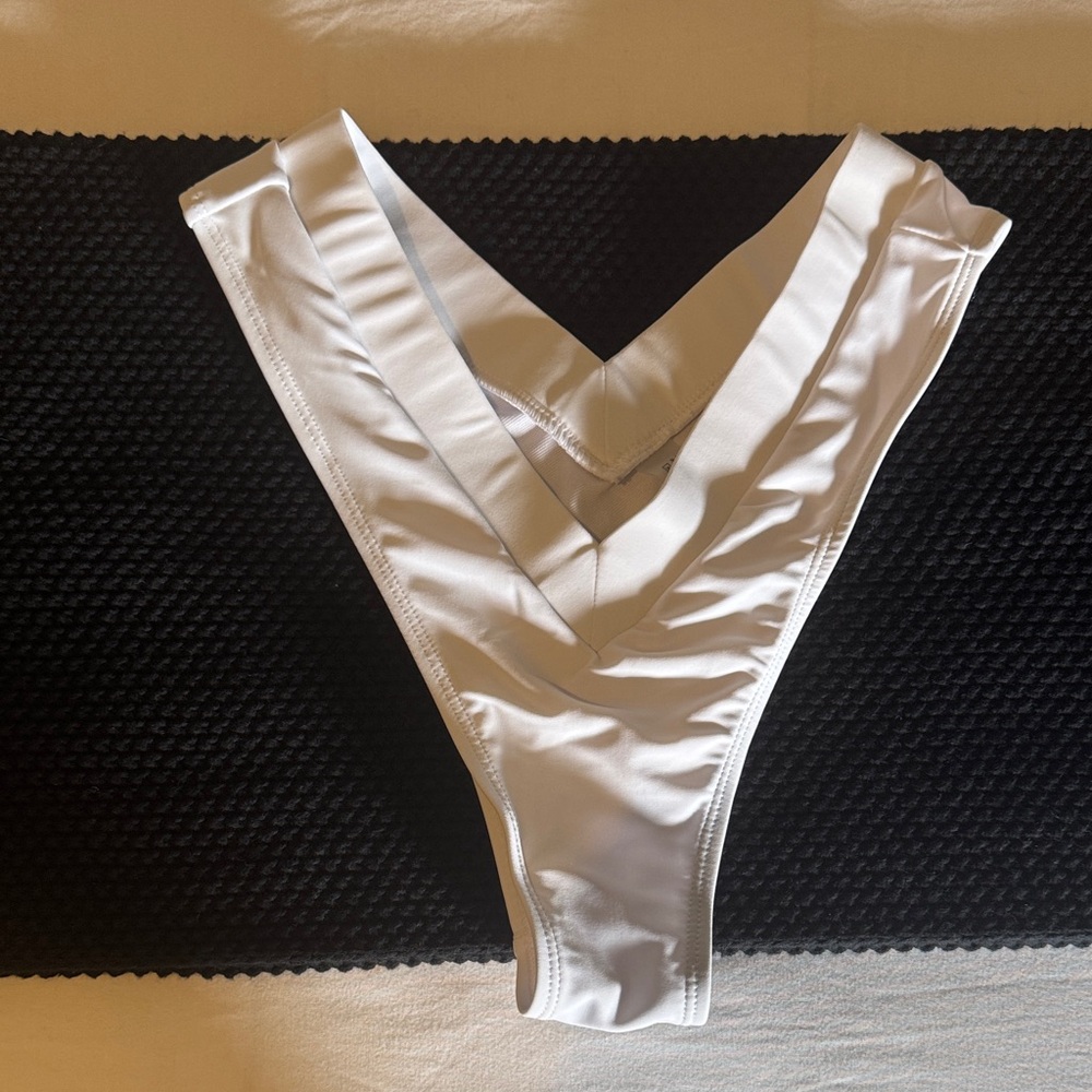 White V-shaped Swimsuit Bottom